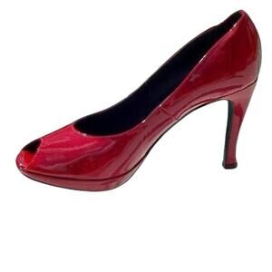 Donald Pliner Couture Red Patent Leather Shoe New Peep Toe Platform NWT $295